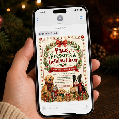 Christmas Pet Party Invitation — invitation you personalize in Canva