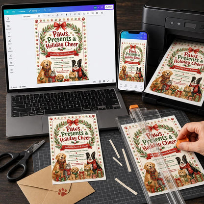 Christmas Pet Party Invitation — digital invitation, instant download