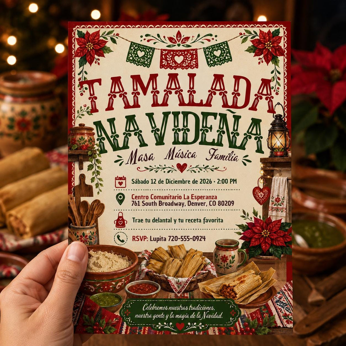 Christmas Tamalada Invitation — print-ready Christmas celebration design from VoltBy