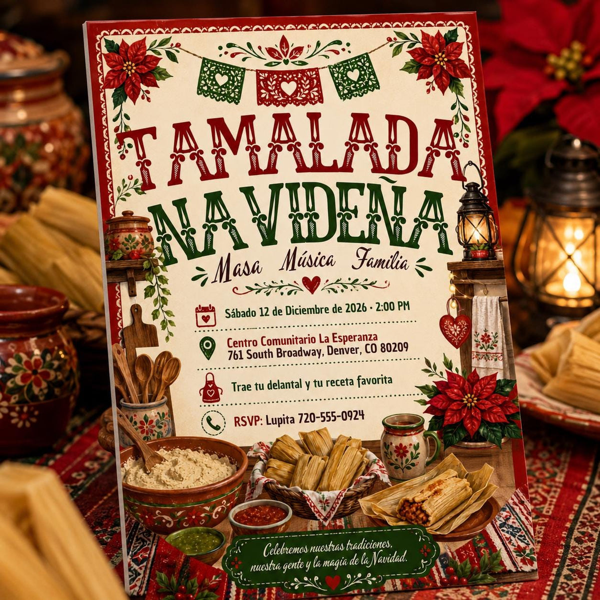Christmas Tamalada Invitation — Christmas celebration stationery by VoltBy