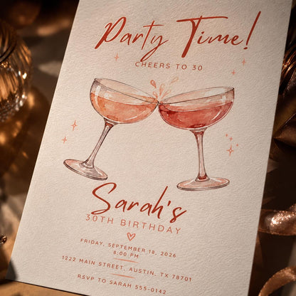 Cocktail 30th Birthday Invitation — invitation you personalize in Canva