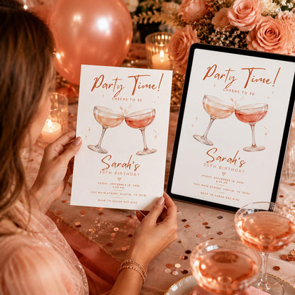 Cocktail 30th Birthday Invitation — print-ready 30th birthday party design from VoltBy
