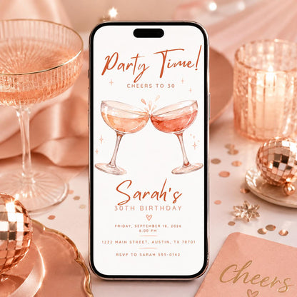 Cocktail 30th Birthday Invitation — 30th birthday party stationery by VoltBy