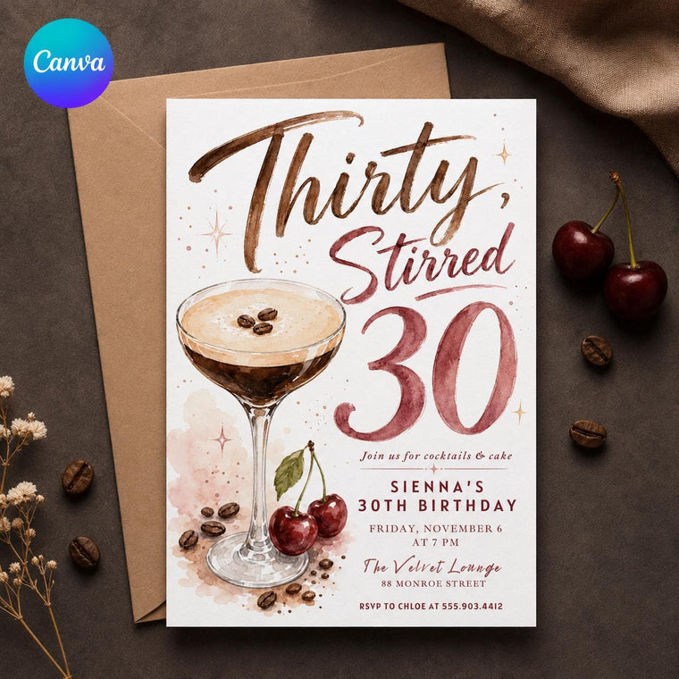 Cocktail 30th Birthday Invitation: Espresso Martini Cocktail Party