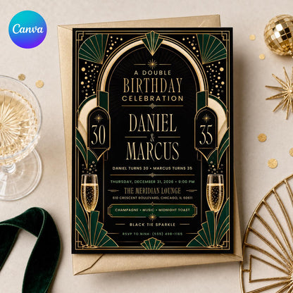 Cocktail 30th Birthday Martini Invitation — editable Canva template