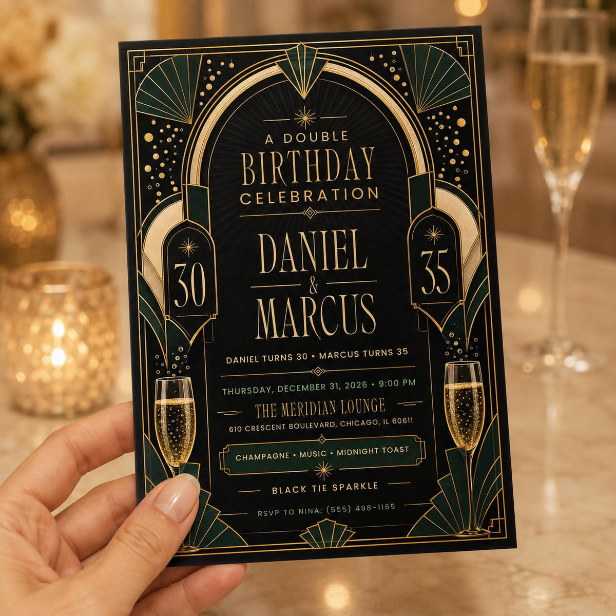 Cocktail 30th Birthday Martini Invitation — print-ready 30th birthday party design from VoltBy