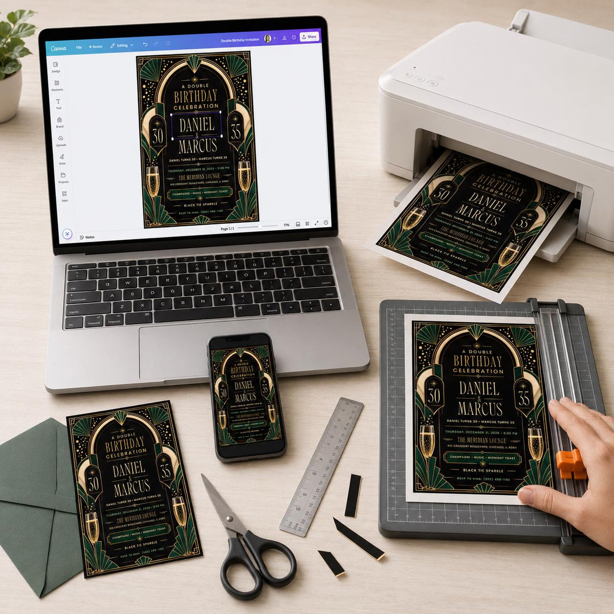 Cocktail 30th Birthday Martini Invitation — digital invitation, instant download