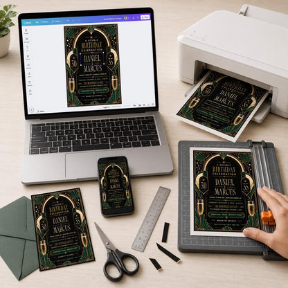 Cocktail 30th Birthday Martini Invitation — digital invitation, instant download