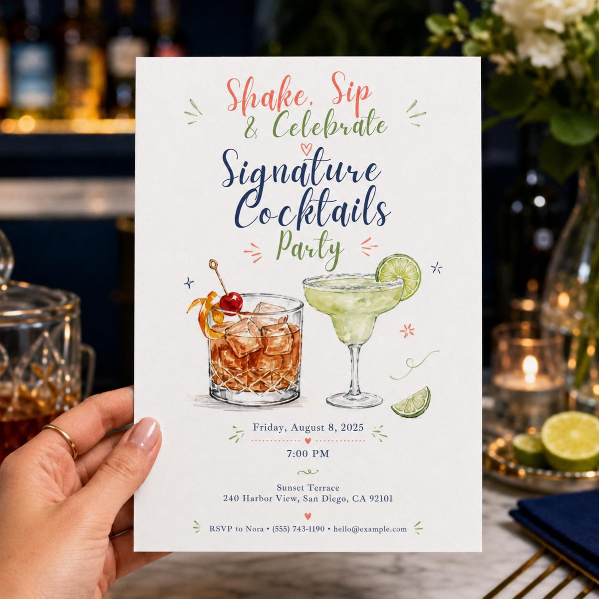 Cocktail Party Invitation Signature Cocktails Drinks Night Adult — digital invitation, instant download