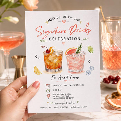 Cocktail Signature Drinks Invitation — digital invitation, instant download