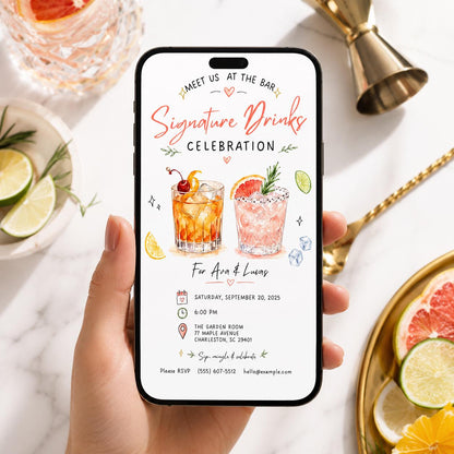 Cocktail Signature Drinks Invitation — wedding stationery by VoltBy