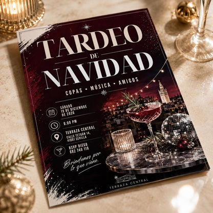 Cocktail Tardeo de Navidad Invitation — Christmas celebration stationery by VoltBy