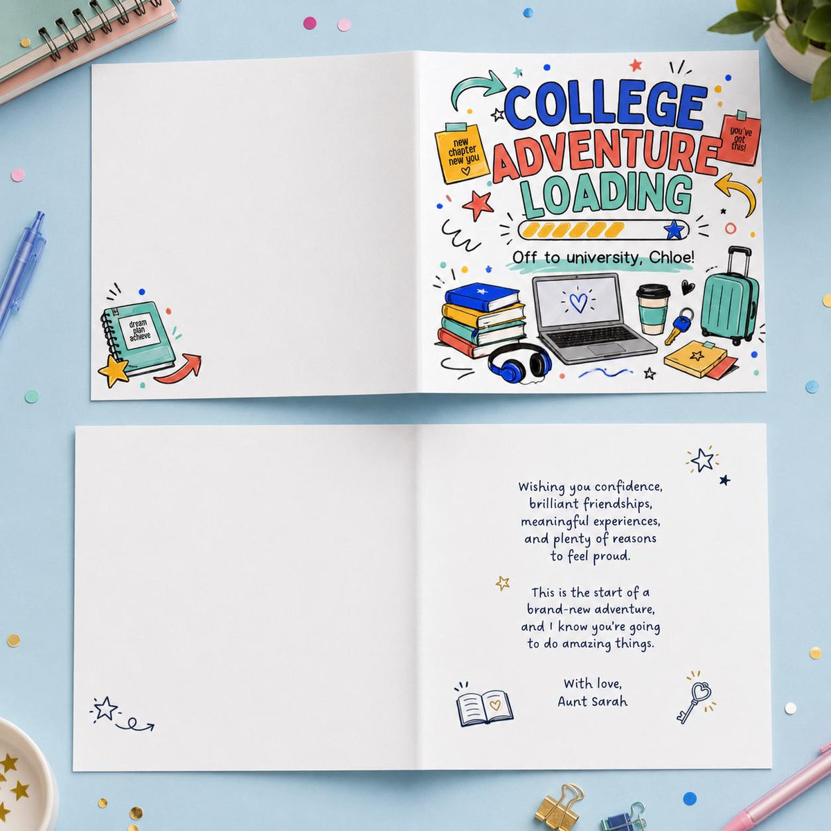 College Leaving Greeting Card — greeting card you personalize in Canva