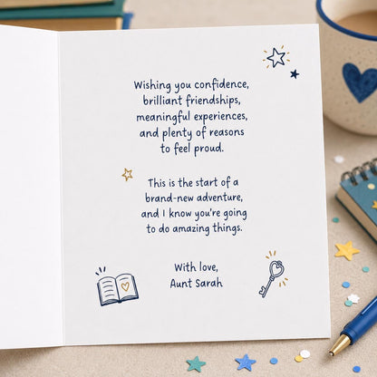 College Leaving Greeting Card — print-ready graduation party design from VoltBy