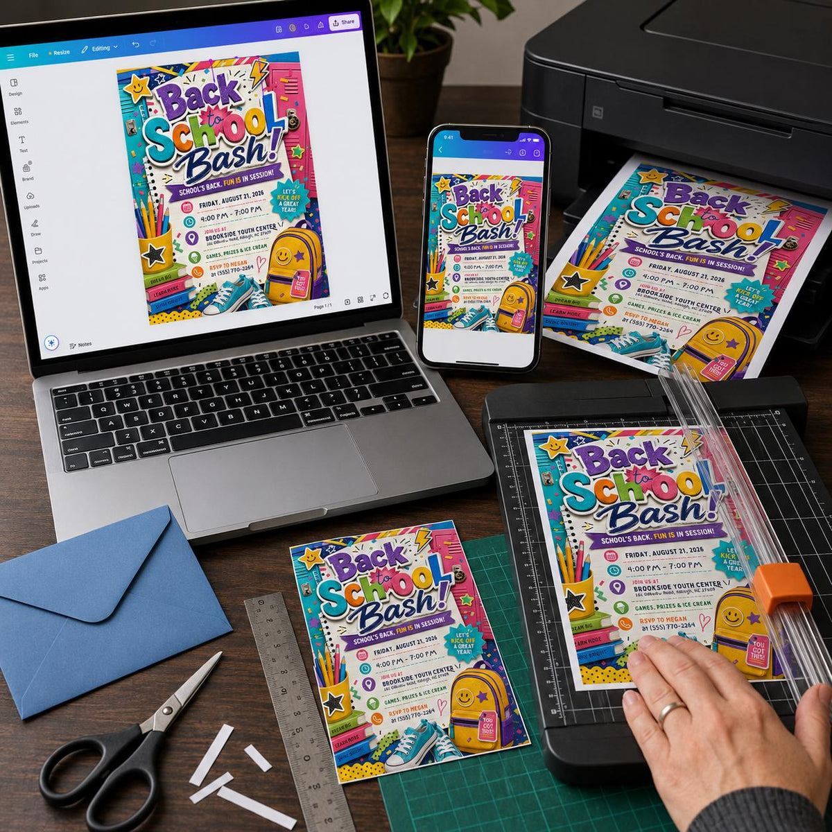 Colorful Back to School Bash Invitation: Colorful School Year Kickoff Party Flyer — invitation you personalize in Canva