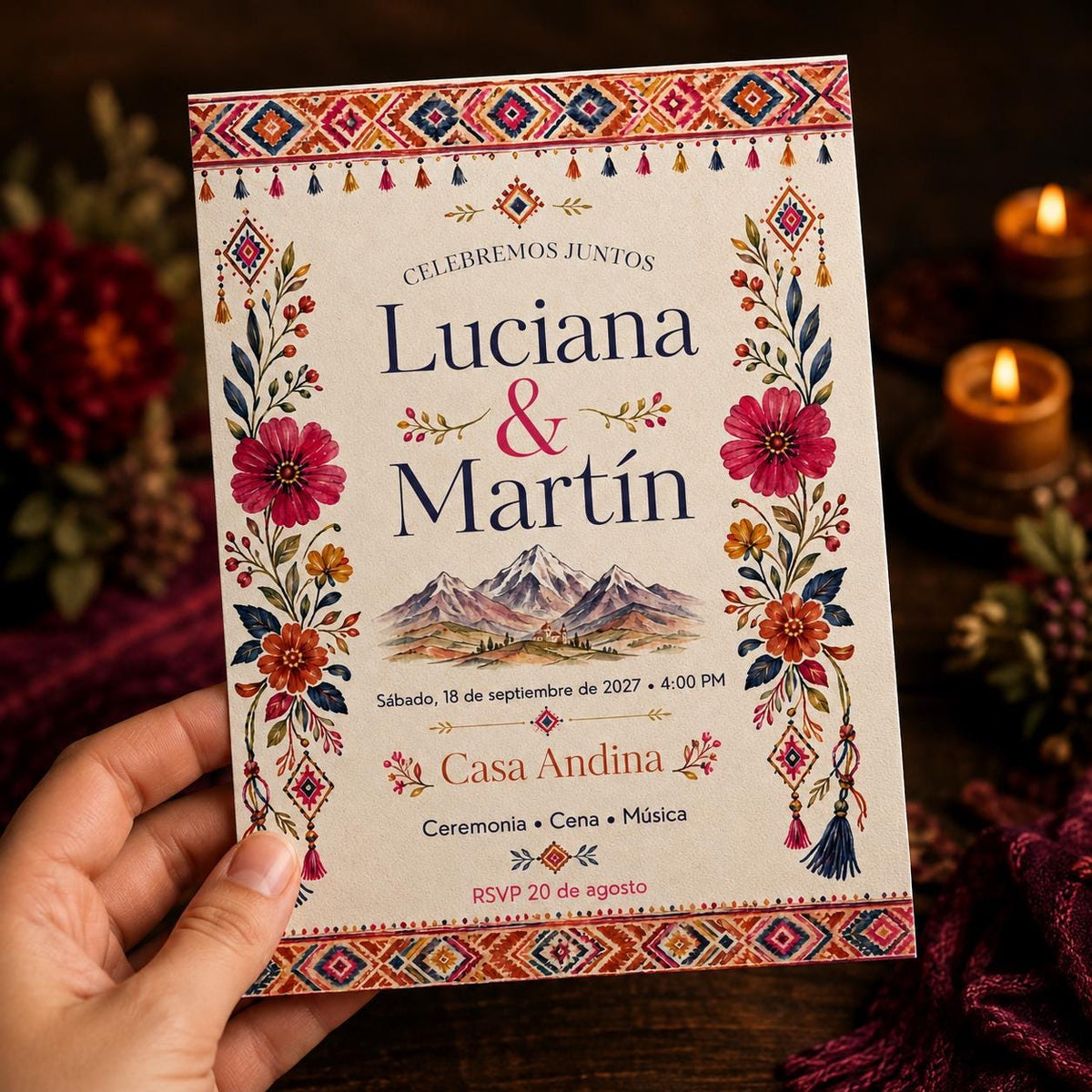 Colorful Boho Spanish Wedding Invitation — invitation you personalize in Canva