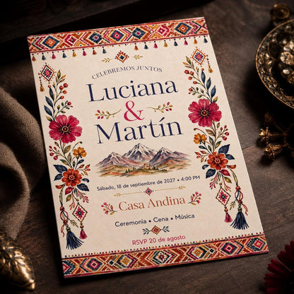 Colorful Boho Spanish Wedding Invitation — digital invitation, instant download