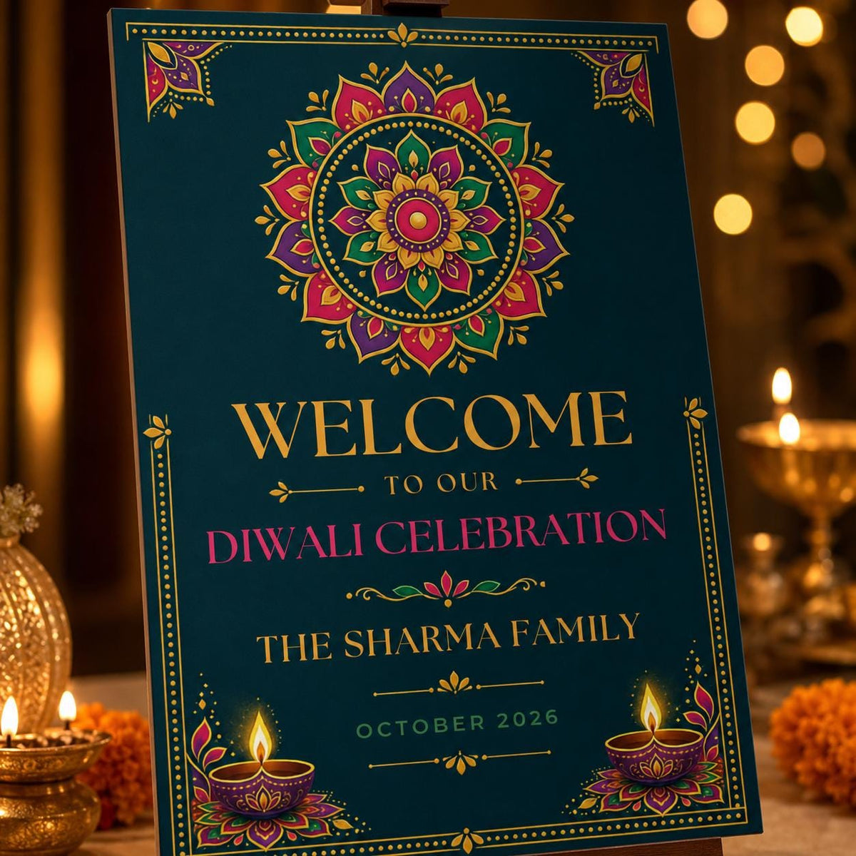 Colorful Diwali Welcome Sign — digital welcome sign, instant download