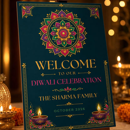 Colorful Diwali Welcome Sign — digital welcome sign, instant download