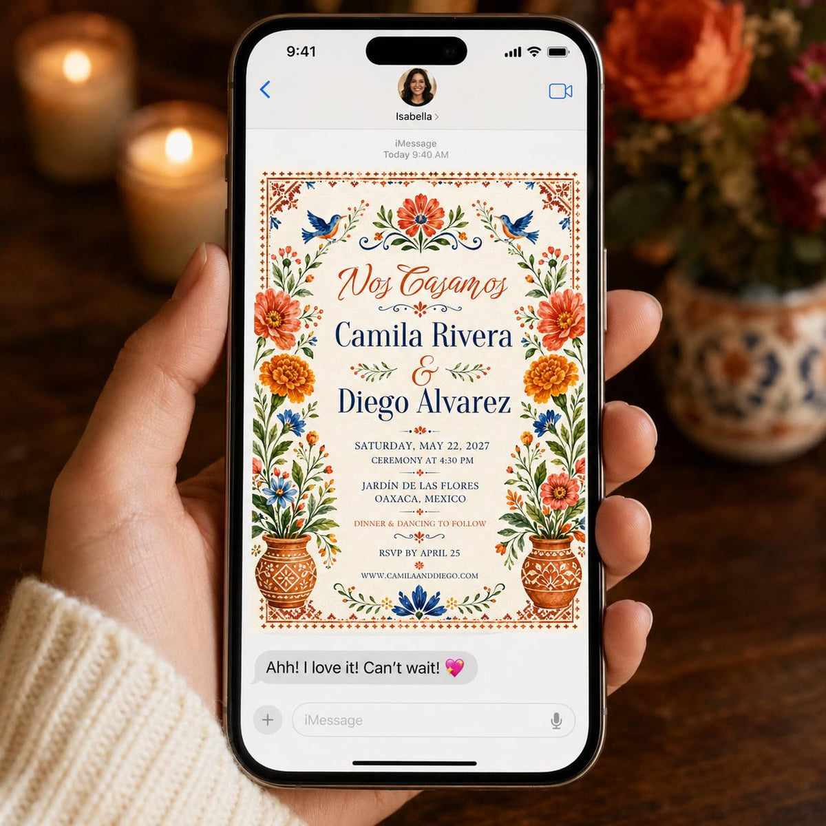 Colorful Floral Mexican Wedding Invitation — invitation you personalize in Canva