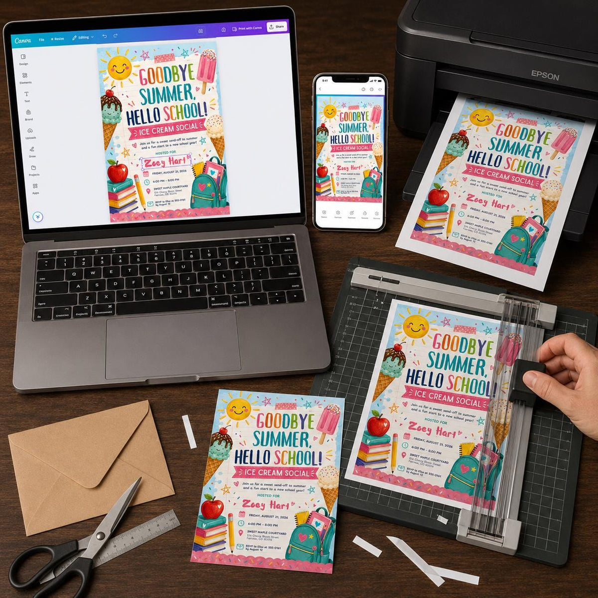 Colorful Ice Cream Social Invitation — invitation you personalize in Canva