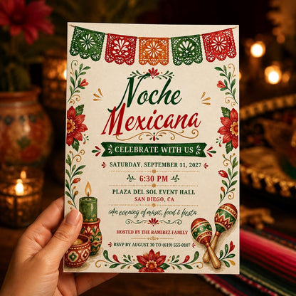 Colorful Mexican Fiesta Invitation — print-ready fiesta design from VoltBy