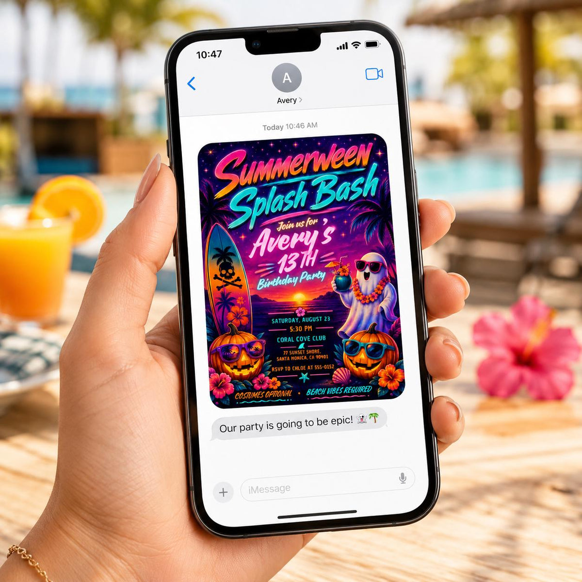 Colorful Neon Monster Bash Invitation — invitation you personalize in Canva