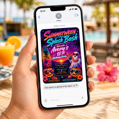 Colorful Neon Monster Bash Invitation — invitation you personalize in Canva