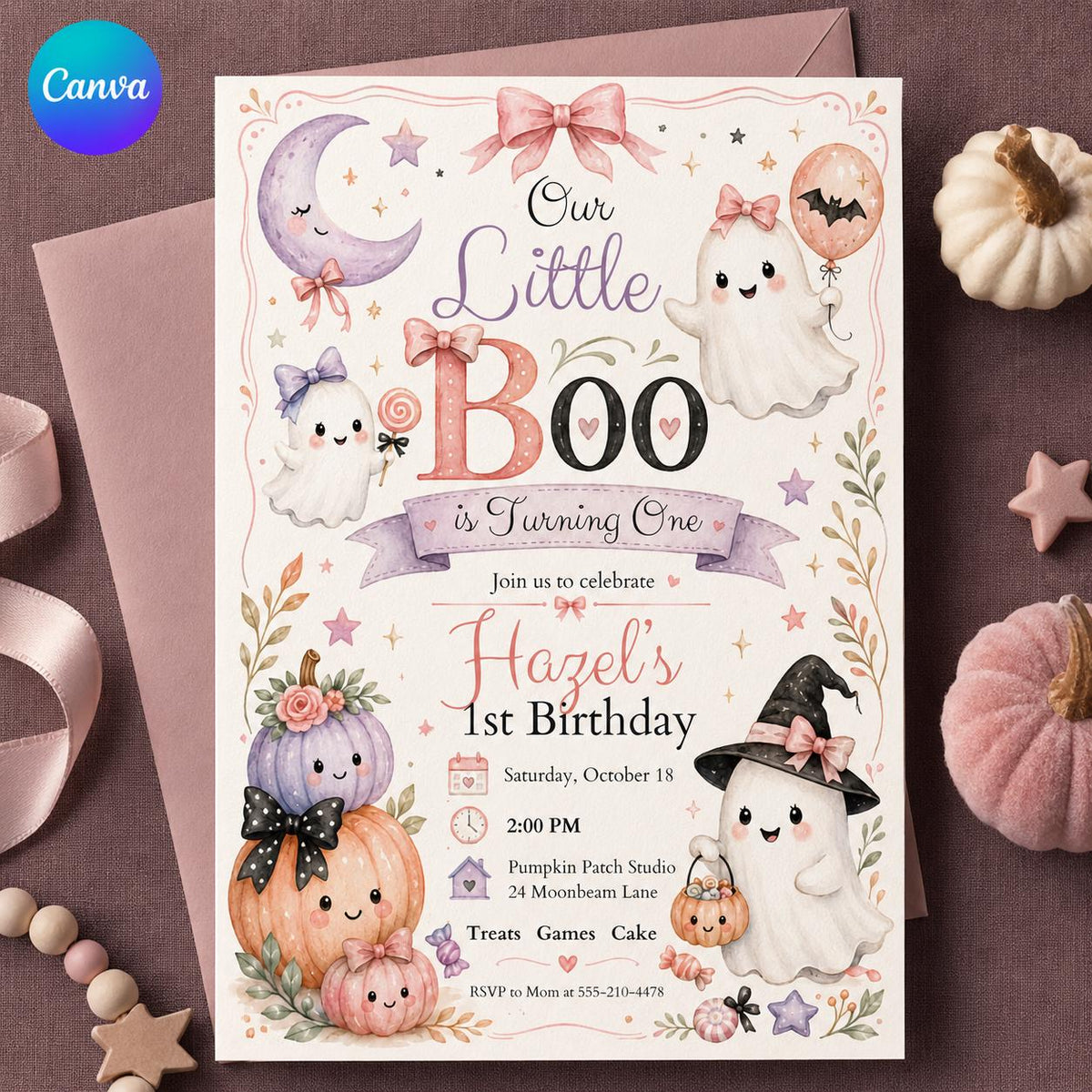 Colorful Retro Monster Mash Party Invitation — editable Canva template