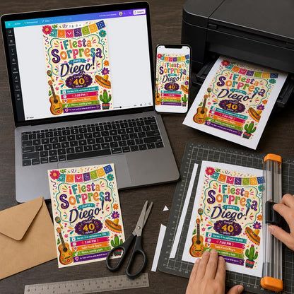 Colorful Spanish 40th Birthday Invitation — fiesta design