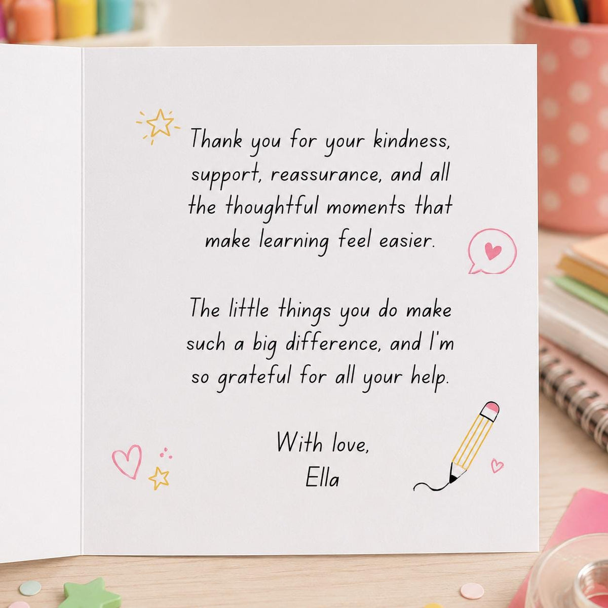 Colorful Teacher Appreciation Greeting Card — print-ready teacher appreciation design from VoltBy