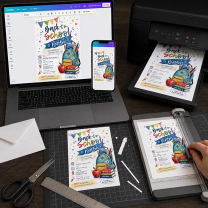 Colorful Watercolor Back to School Bash Invitation — print-ready back-to-school event design from VoltBy