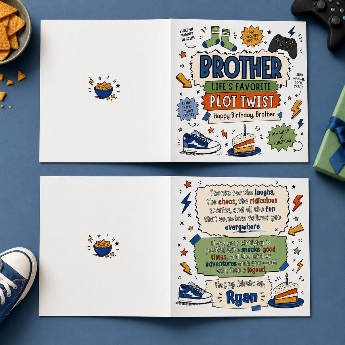 Comic Book Funny Brother Birthday Greeting Card — gaming design
