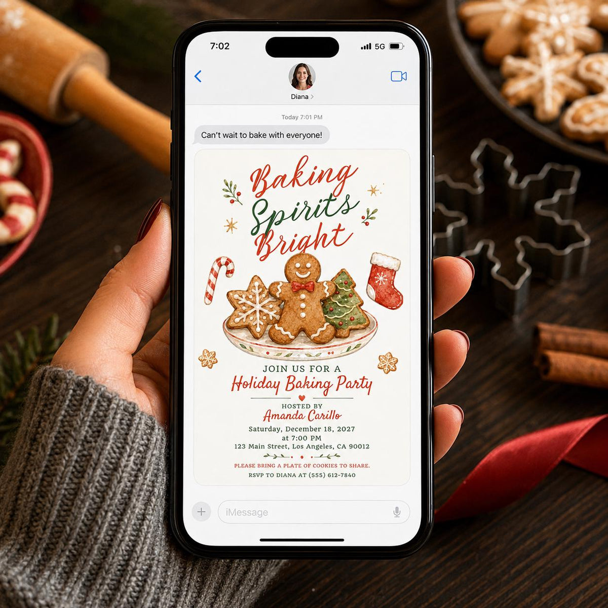 Cookie Christmas Baking Party Invitation — invitation you personalize in Canva