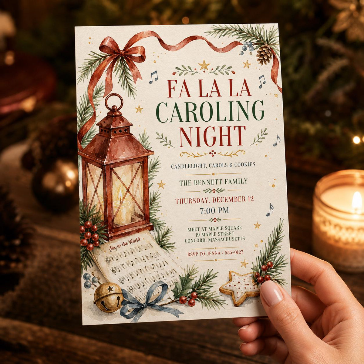 Cookie Christmas Caroling Invitation — invitation you personalize in Canva