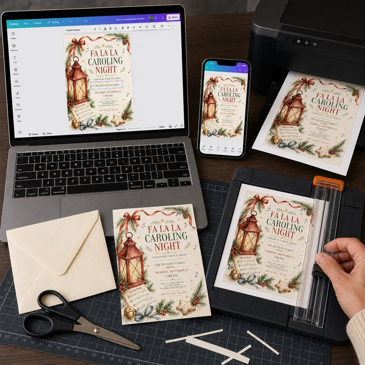 Cookie Christmas Caroling Invitation — print-ready Christmas celebration design from VoltBy