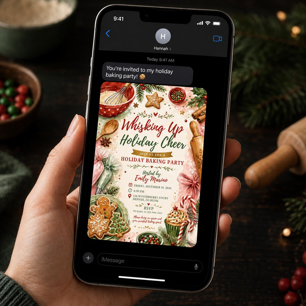 Cookie Holiday Baking Party Invitation — invitation you personalize in Canva