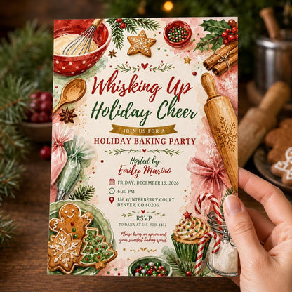 Cookie Holiday Baking Party Invitation — print-ready Christmas celebration design from VoltBy