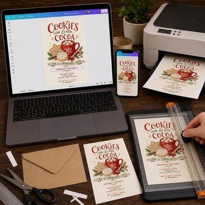 Cookies and Cocoa Christmas Invitation — print-ready Christmas celebration design from VoltBy