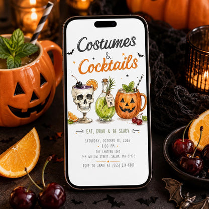 Costumes and Cocktails Invitation — invitation you personalize in Canva