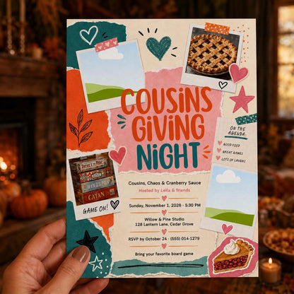 Cousinsgiving Invitation — print-ready Thanksgiving gathering design from VoltBy