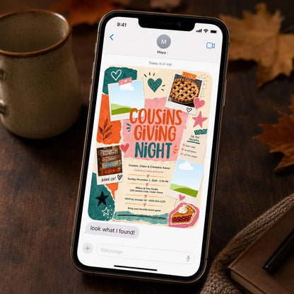 Cousinsgiving Invitation — Thanksgiving gathering stationery by VoltBy