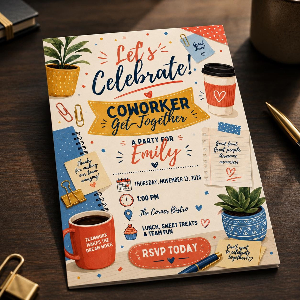 Coworker Get Together Invitation — print-ready family gathering design from VoltBy