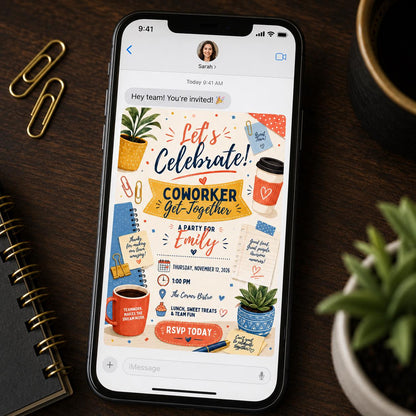 Coworker Get Together Invitation — digital invitation, instant download