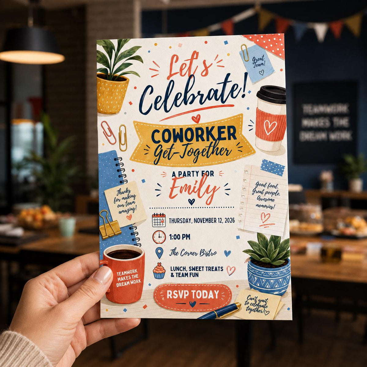 Coworker Get Together Invitation — family gathering stationery by VoltBy