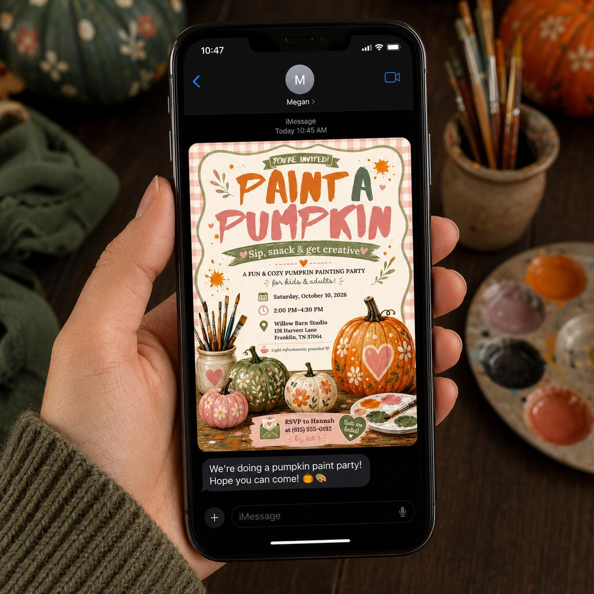 Craft Pumpkin Painting Party Invitation — art design