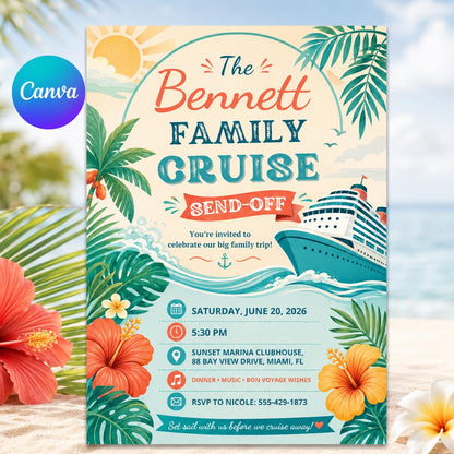 Cruise Send Off Invitation — editable Canva template