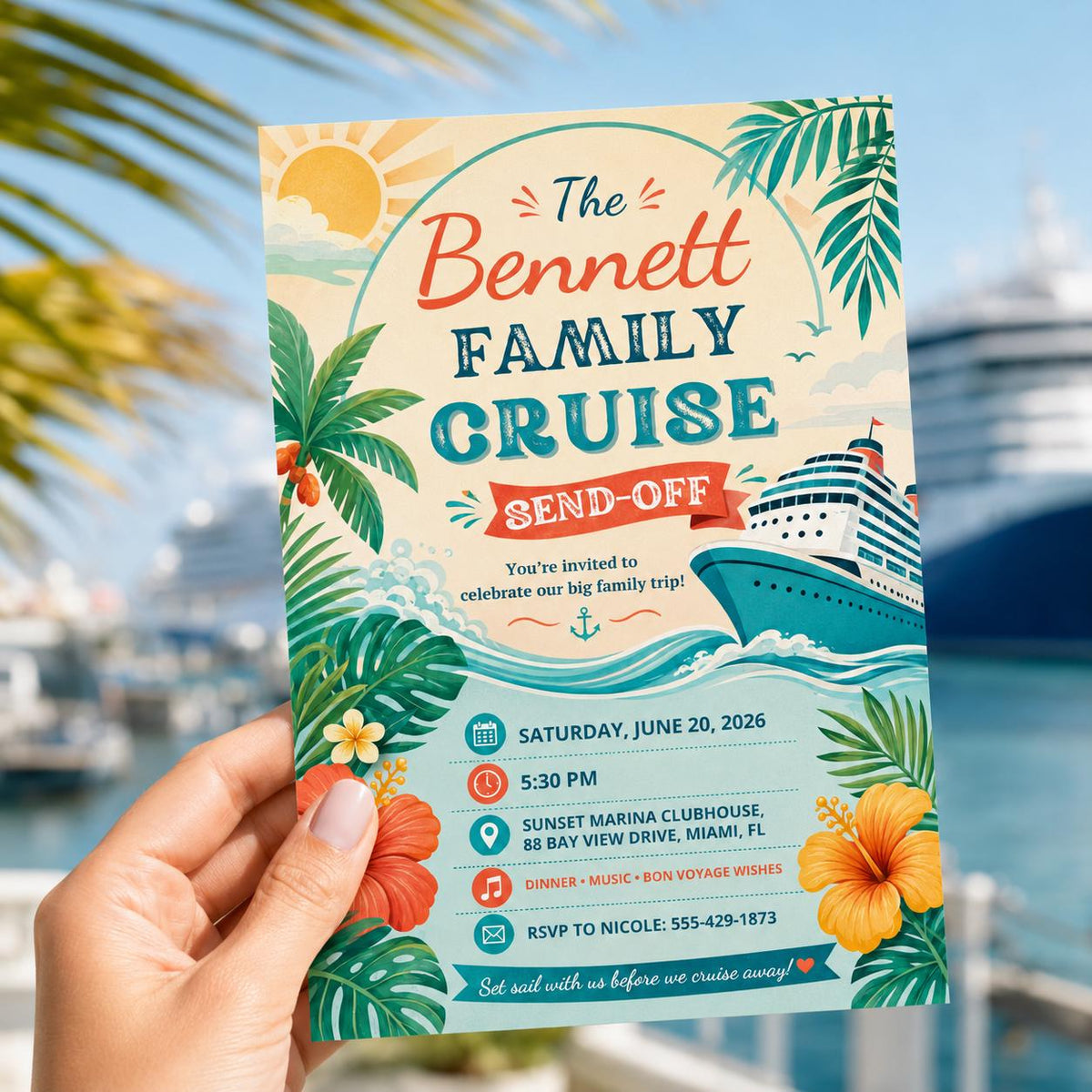 Cruise Send Off Invitation — bon voyage stationery by VoltBy