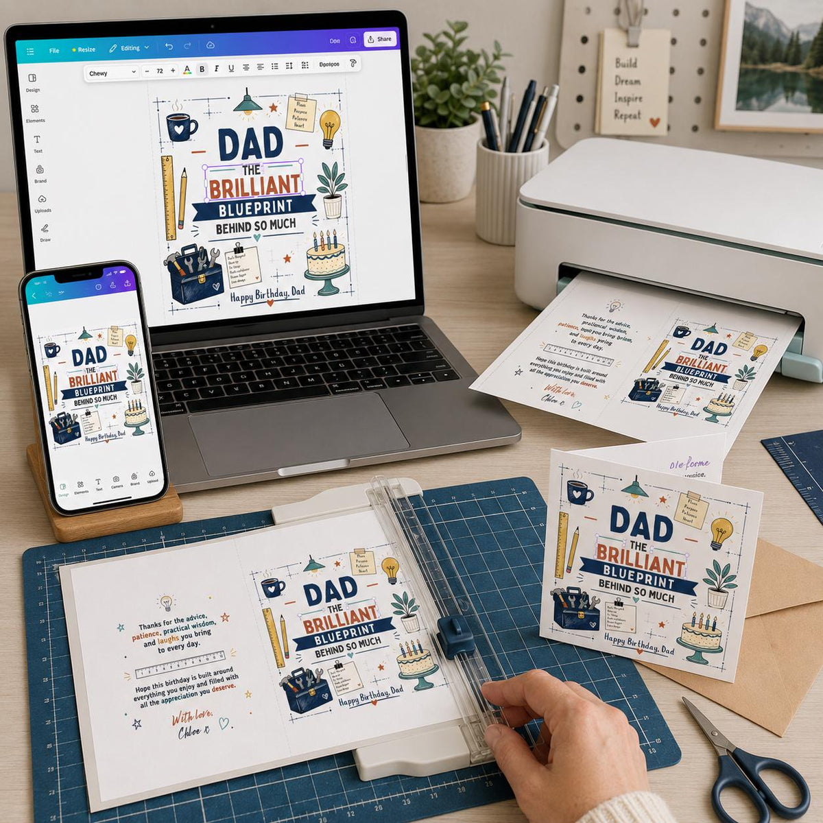 Dad Birthday Greeting Card — print-ready birthday party design from VoltBy
