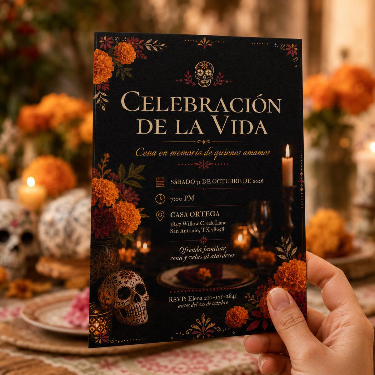 Dia de los Muertos Invitation: Celebration of Life Memorial — print-ready celebration of life design from VoltBy